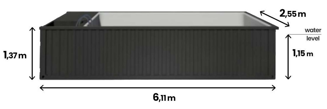 Contenedor de piscina 6.2mx 2.5m listo para usar, paquete de confort-Nuevo - Image 6