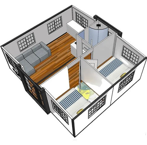 Contenedor móvil: casa pequeña con dos dormitorios y cocina, modelo 2024-Nuevo - Image 7